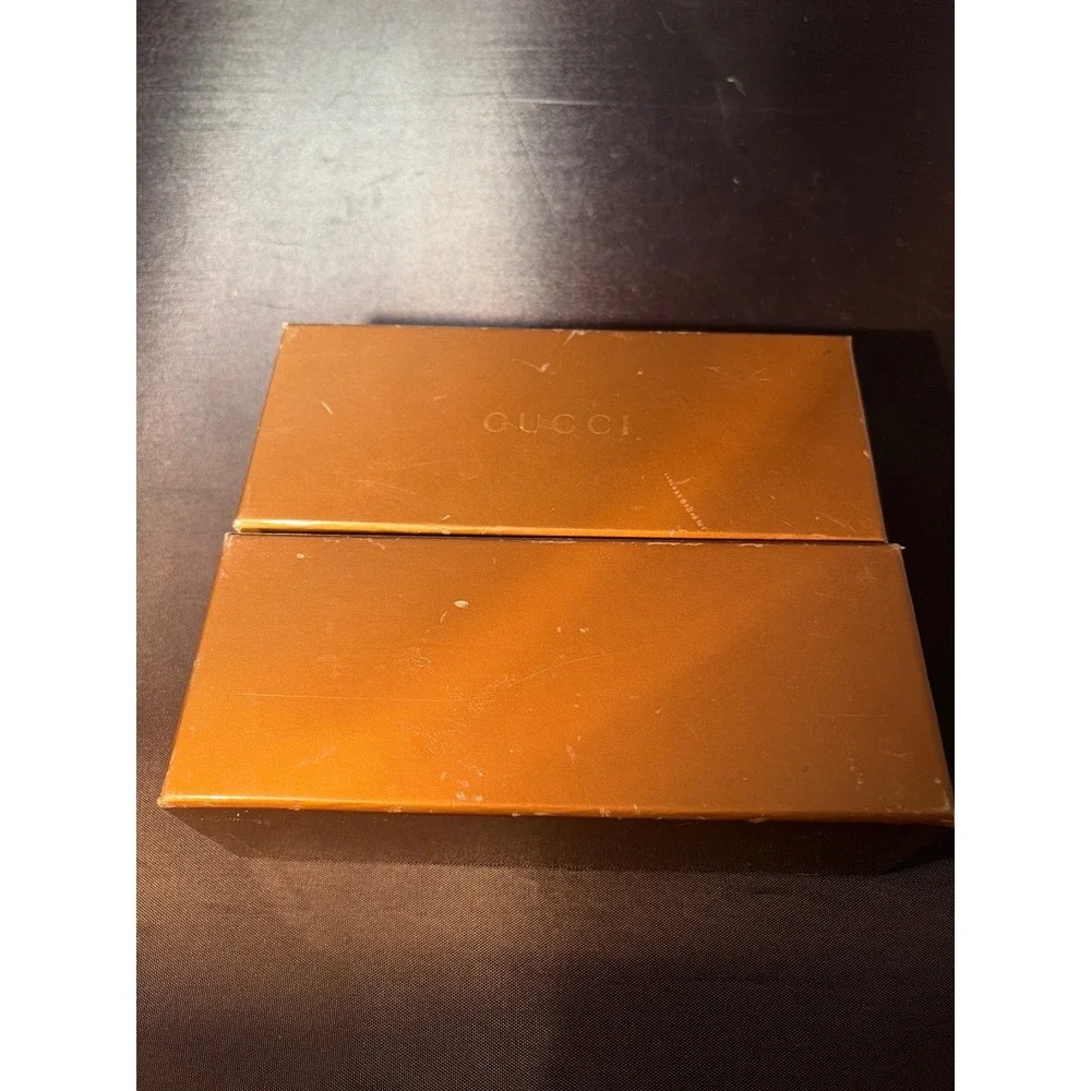 Gucci Bronze Metallic Storage Box‎ GG Monogram Interior Logo Embossed Small Case